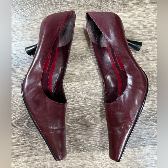 Enzo Angiolini Womens 8M Pumps Burgundy 3-inch Heel Pointed Toe Preppy Academia - Picture 7 of 8